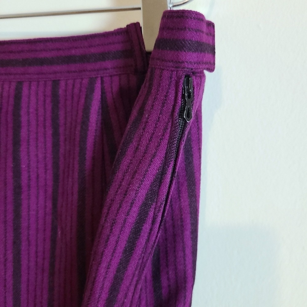 Vintage Purple Pinstripe Pencil Skirt Wool Blend JL Scherrer Paris FR 42 Office - Picture 2 of 5